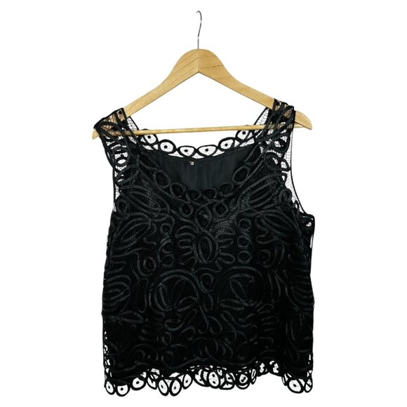 Other Tops - Vintage Italian Women's XL Black Hand Crocheted Silk Lace Camisole Wedding Party
